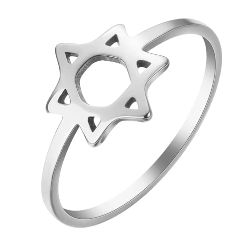 Ring Ringe Damen Bijouterie Herren Vintage Pentagramm Stern Des Stapelrings Für Frauen Männer Einfaches Silber von SiVaji