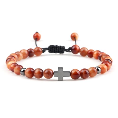 SiVaji Armband Armreif Schmuck Herren Frauen Bracelets Bracelet Jewellery Kreuz Verstellbares Armband Gewebter Armreif Paar Wunschgebet Religiöse Party Orange von SiVaji