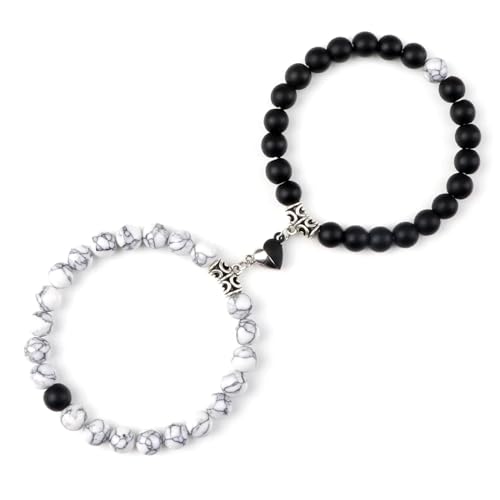 SiVaji Armband Armreif Schmuck Herren Frauen Bracelets Bracelet Jewellery Paar Armband Set Herren Herzform Magnet Liebe Armschiene Für Damen Matte-Blackline von SiVaji