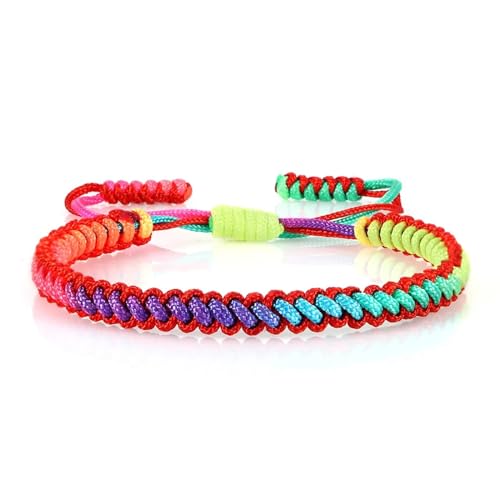 SiVaji Armband Armreif Schmuck Herren Frauen Bracelets Bracelet Jewellery Regenbogen Seil Geflochtenes Armband Bunt Handgemachte Knoten Faden Verstellbarer Armreif Frauen Männer Unisex Redrope2 von SiVaji