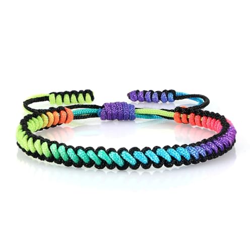 SiVaji Armband Armreif Schmuck Herren Frauen Bracelets Bracelet Jewellery Regenbogen Seil Geflochtenes Armband Bunte Handgemachte Knoten Faden Verstellbarer Armreif Frauen Männer Unisex Blackrope2 von SiVaji