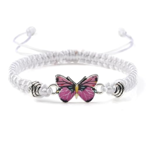 SiVaji Armband Armreif Schmuck Herren Frauen Bracelets Bracelet Jewellery Seilknoten Verstellbare Paararmbänder Gewebtes Armband Männer Und Frauen Freund Schmetterling Pinkschmetterling-3 von SiVaji