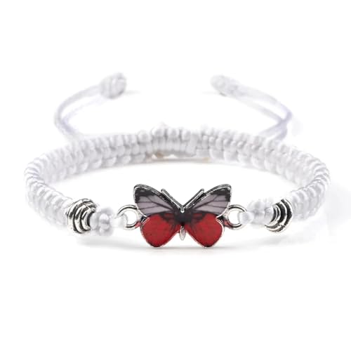 SiVaji Armband Armreif Schmuck Herren Frauen Bracelets Bracelet Jewellery Seilknoten Verstellbare Paararmbänder Gewebtes Armband Männer Und Frauen Freund Schmetterling Weiß-Roter Schmetterling von SiVaji