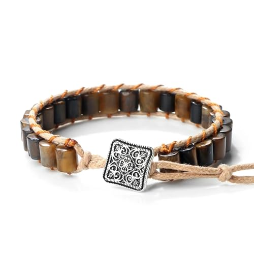 SiVaji Armband Armreif Schmuck Herren Frauen Bracelets Bracelet Jewellery Weben Armbänder Mehrfarbig Handgemachtes Geflochtenes Schnallenarmband Tigerauge von SiVaji