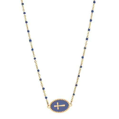 SiVaji Halskette Ketten Schmuck Herren Frauen Anhänger Necklace Kreuzanhänger Halskette Damen Minimalistische Vintage Lange Kette Halsketten Blau von SiVaji