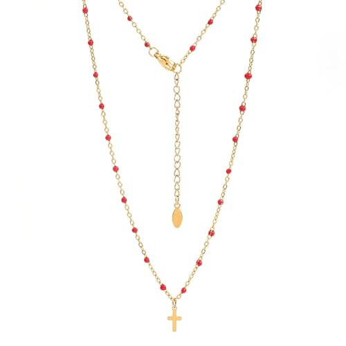 SiVaji Halskette Ketten Schmuck Herren Frauen Anhänger Necklace Kreuzanhänger Halskette Rosenkranz Perlen Halskette Xn313-Rot von SiVaji