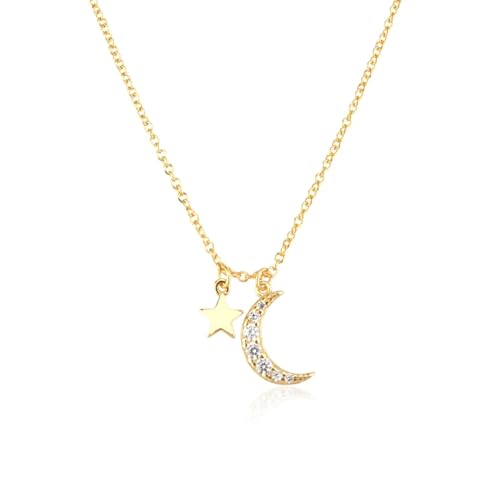 SiVaji Halskette Ketten Schmuck Herren Frauen Anhänger Necklace Mondstern Anhänger Lange Kette Halskette Frauen Hochzeit Goldmoon von SiVaji