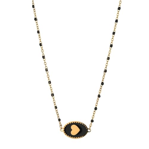 SiVaji Halskette Ketten Schmuck Herren Frauen Anhänger Necklace Pfirsich Herz Anhänger Mädchen Halskette Accessoires Für Frauen Xn121-Schwarz von SiVaji