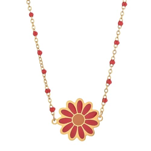 SiVaji Halskette Ketten Schmuck Herren Frauen Anhänger Necklace Sonnenblumen Halsketten Anhänger Für Frauen Halsketten Xn110-Rot von SiVaji