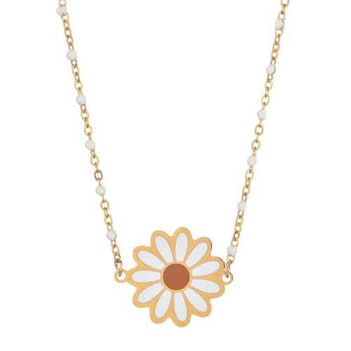 SiVaji Halskette Ketten Schmuck Herren Frauen Anhänger Necklace Sonnenblumen Halsketten Anhänger Für Frauen Halsketten Xn110-Weiss von SiVaji