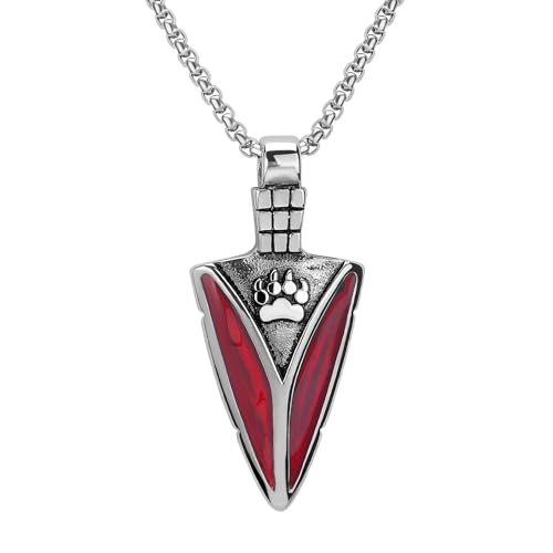 SiVaji Halskette Ketten Schmuck Herren Frauen Anhänger Necklace Vintage Bär Klaue Anhänger Halskette Männer Halskette Accessoires Hip Hop Punk Rot von SiVaji