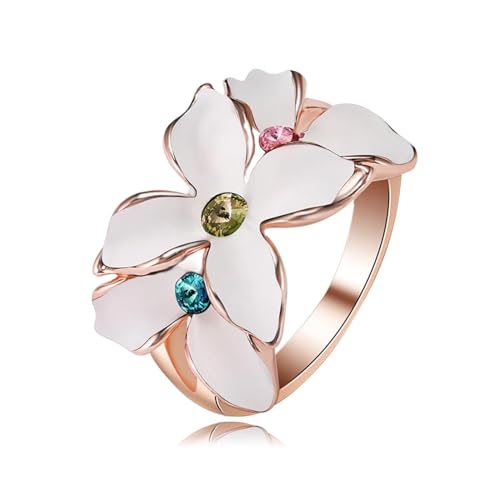 SiVaji Ring Ringe Damen Bijouterie Herren Blume Verlobungsring Bunte Fingerringe Party Für Frauen 7 Weiß von SiVaji