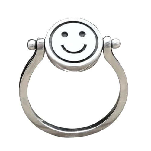 SiVaji Ring Ringe Damen Bijouterie Herren Doppelgesichtiges Lächeln Trauriges Gesicht Drehbare Ringe Für Frauen Männer Einfacher Runder Hip-Hop-Ring Paar 8 von SiVaji
