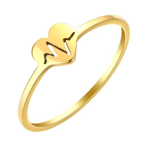 SiVaji Ring Ringe Damen Bijouterie Herren Heartbeat Fingerring Für Frauen Männer Herz Liebe Gold von SiVaji