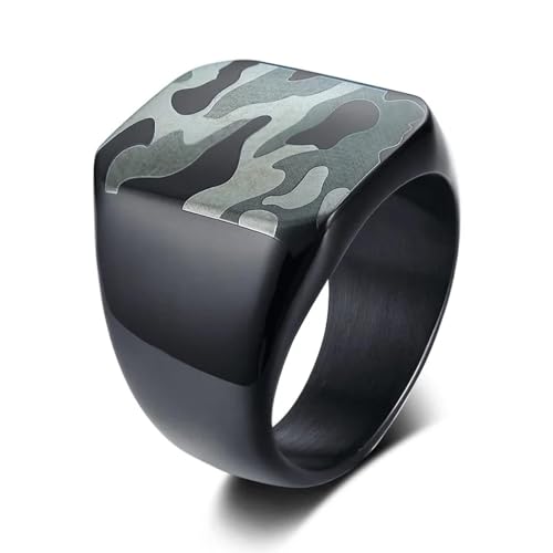 SiVaji Ring Ringe Damen Bijouterie Herren Herrenring Einzigartiger Quadratischer Partyschmuck 7 Camouflage von SiVaji