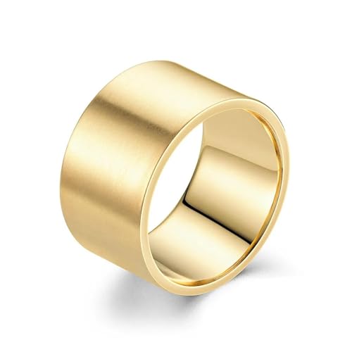 SiVaji Ring Ringe Damen Bijouterie Herren Klassischer 12Mm Großer Breiter Ring Für Herren Ring 11 Goldcolor von SiVaji