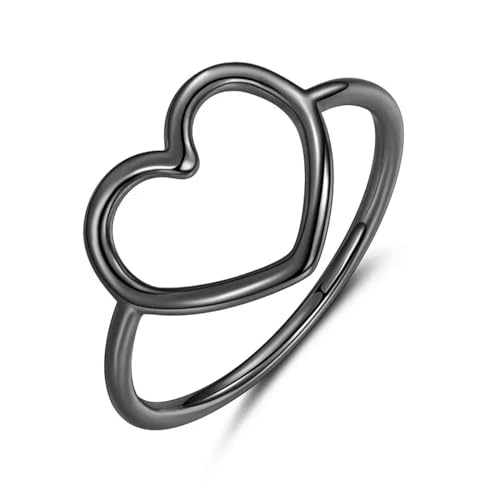 SiVaji Ring Ringe Damen Bijouterie Herren Minimalist Heart Finger Rings For Women Wedding Engagement 10 Black von SiVaji