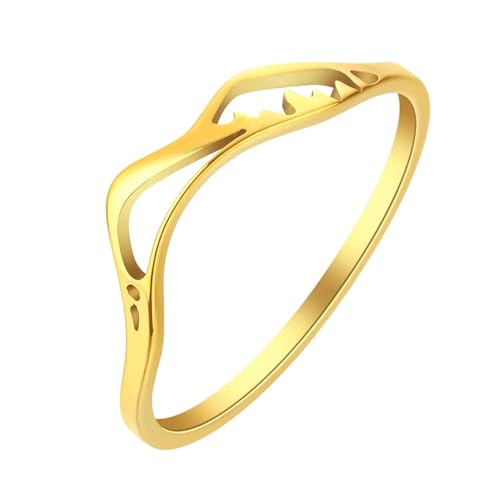 SiVaji Ring Ringe Damen Bijouterie Herren Minimalistischer Berg-Fingerbandring Für Damen Herren Gold von SiVaji
