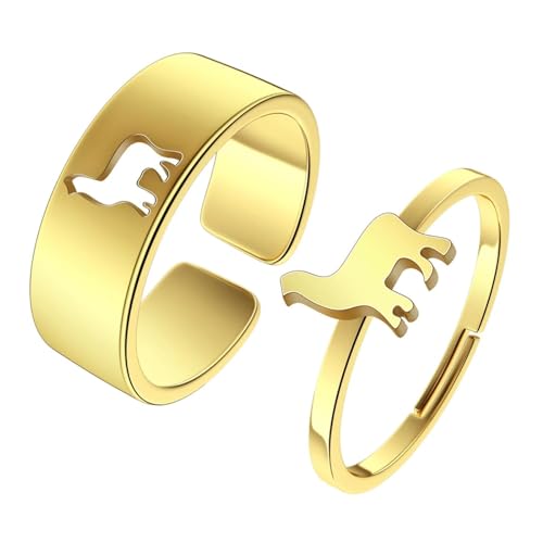 SiVaji Ring Ringe Damen Bijouterie Herren Niedliches Lama Verstellbares Offenes Ringset Für Männer Frauen Animal Gold von SiVaji