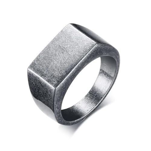 SiVaji Ring Ringe Damen Bijouterie Herren Quadratischer Flat-Top-Siegelring Für Herren Vintage Rustikal Männlich 10 Vantagegray von SiVaji