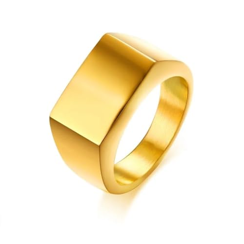 SiVaji Ring Ringe Damen Bijouterie Herren Quadratischer Flat-Top-Siegelring Für Herren Vintage Rustikal Männlich 9 Gold von SiVaji