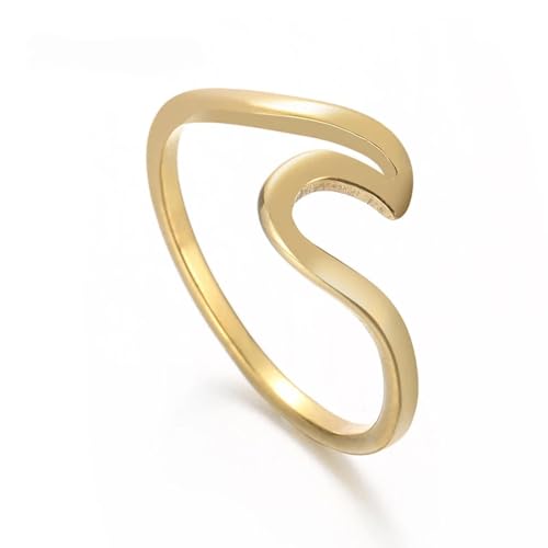 SiVaji Ring Ringe Damen Bijouterie Herren Ringe Für Frauen Männer Einfacher Ring In Meeresform Größe 5-10 9 Gold von SiVaji