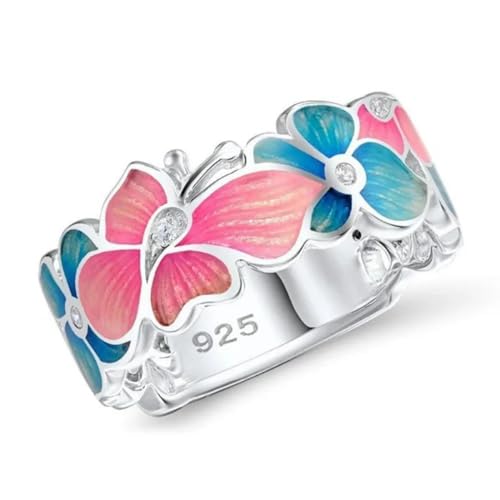 SiVaji Ring Ringe Damen Bijouterie Herren Rosa Blauer Schmetterling Ehering Verlobung Braut Ehering 6 von SiVaji