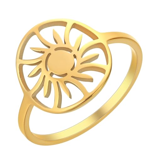 SiVaji Ring Ringe Damen Bijouterie Herren Sonne Sonnenblume Knöchel Fingerring Für Frauen Männer Paar Boho Jubiläum Gold von SiVaji