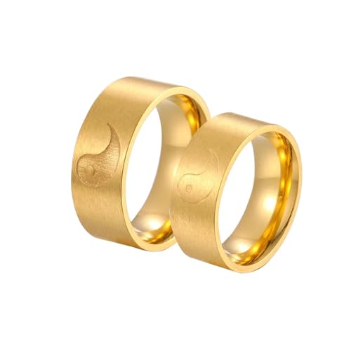 SiVaji Ring Ringe Damen Bijouterie Herren Vintage Yin Yang Ring Für Paare Passender Ehering 9 Zoll Gold von SiVaji