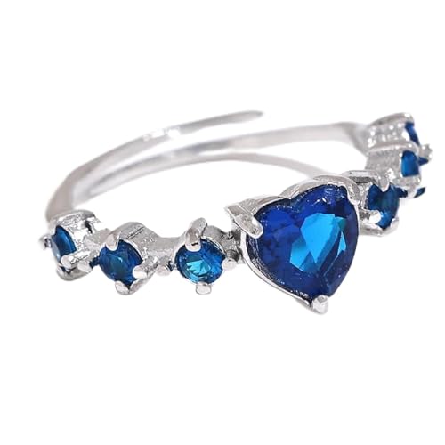 SiVaji Ring Ringe Damen Bijouterie Herren Weißes Grünes Herz Verstellbarer Romantischer Ring Party Größenveränderbar Yh2262Ap-Blau von SiVaji