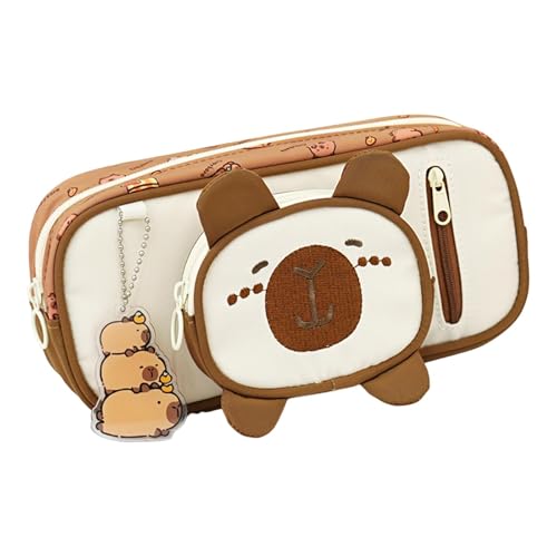 SiaBiced Federmäppchen Stiftebeutel Schreibzubehör Make Up Aufbewahrungsbox mit Großer Kapazität für Frauen Mädchen, Braun von SiaBiced