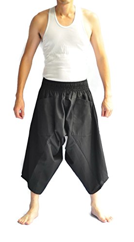 Siam Trendy Herrenhose im japanischen Stil, Einheitsgröße, Weiß, Schwarz, Einheitsgröße von Siam Trendy