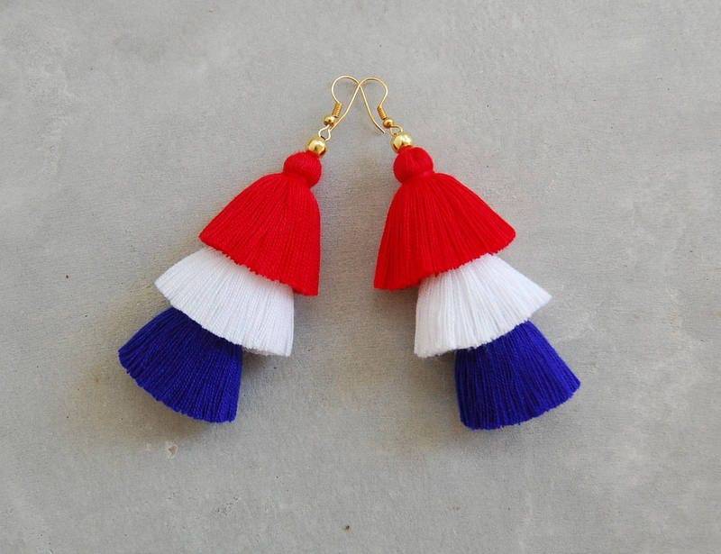 4. Juli Usa Rot Weiß Blau Quaste Ohrringe von SiamHillTribes