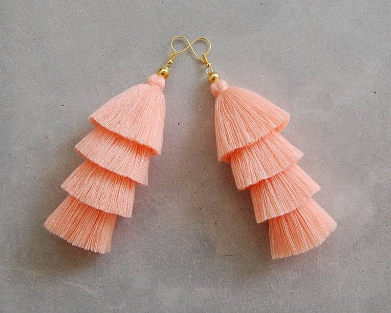 Handgemachte Orange Tassel Ohrringe von SiamHillTribes
