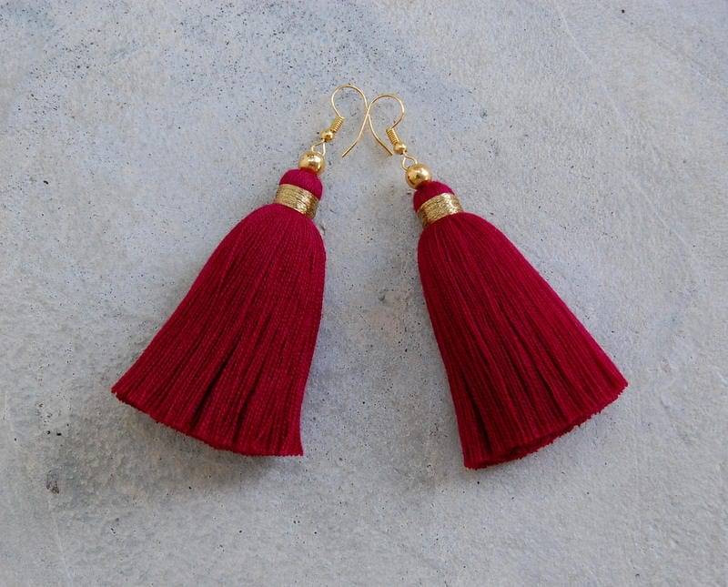 Kastanienbraun Quaste Ohrringe von SiamHillTribes