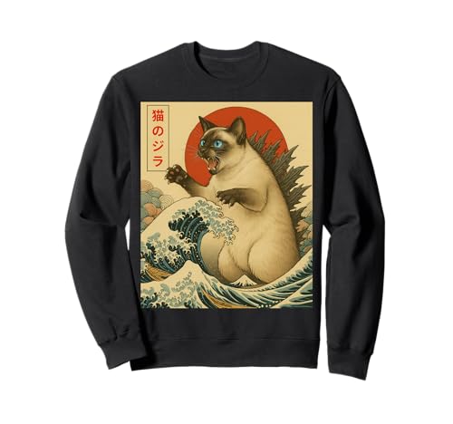 Catzilla Siamesische Katze, japanische Kunst, Geschenke für Männer, Frauen, Kinder Sweatshirt von Siamese Cat Apparel Gifts Graphic Tees