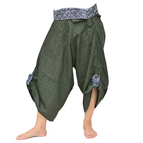 Haremshose Damen Herren Yoga Ninja Pants Samurai Style - Grün - von Siamrose
