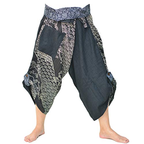 Haremshose Damen Herren Yoga Ninja Pants Samurai Style - Schwarz - von Siamrose