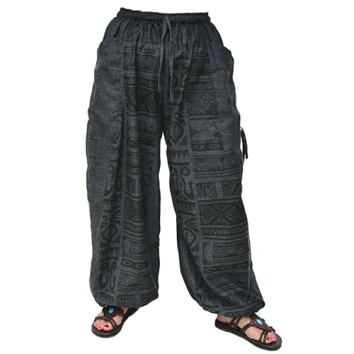 Siamrose Baggy Yoga Lounge Hose Haremshose Damen Herren mit verstellbarer Länge 2 große Taschen grau von Siamrose