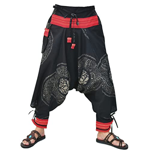 Siamrose Japanischer Stil Samurai Yoga Ninja Haremshose Herren Damen Lounge-Hose, Einheitsgröße, elastische Taille, Schwarz Grau Rot, Einheitsgröße Siamrose Japanischer Stil Samurai Yoga Ninja Haremshose Herren Damen Lounge-Hose, Einheitsgröße, elastische Taille, Schwarz Grau Rot, Einheitsgröße von Siamrose