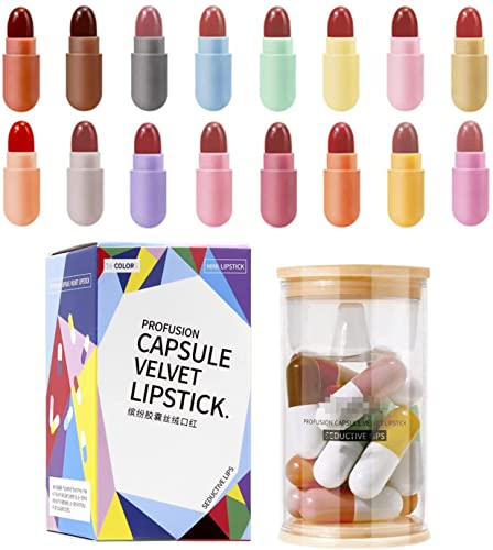 16Colors Capsule Lipstick Set, Mini Matte Coffee Lipstick Stars Candy Mini Capsule Lipstick, Velvety Waterproof Long Lasting Capsule lipstick, Matte Lipstick Set, Easy to Color Lipstick for Women von Siapodan