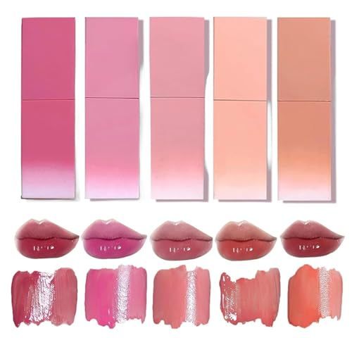 2024 Neue Macqueen Dewy Wasser Glow Lip Tint, Macqueen Lip Tint, Women's Non-stick Cup Waterproof Lipstick, Mini Hydrating Lip Gloss, Long Lasting Moisturizing Lip Oil Gloss Lip (5pcs) von Siapodan