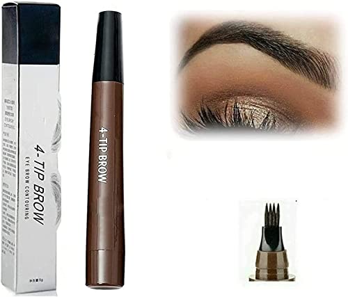 4 Points Multi-Used Waterproof Eyebrow Beard Filling Pen Kit for Man Woman, 4 Points Eyebrow Pen, Creates Natural Looking Brows, Suit for Man & Women (Dark Brown) von Siapodan