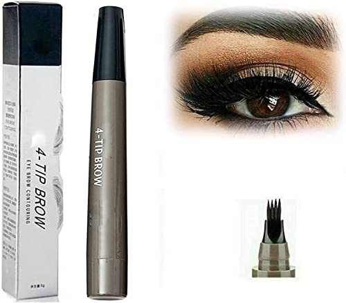 4 Points Multi-Used Waterproof Eyebrow Beard Filling Pen Kit for Man Woman, 4 Points Eyebrow Pen, Creates Natural Looking Brows, Suit for Man & Women (Gray Brown) von Siapodan