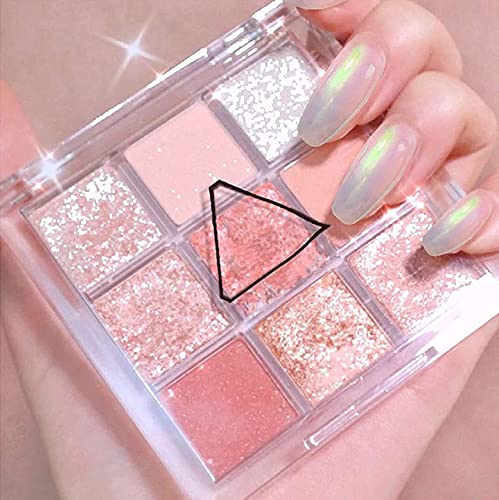 9 Farben Lidschatten Palette Schimmer Matt Langlebiges | Schminkpalette Lidschatten Glitzer | Eyeshadow Palette Shimmer Matt | Schminkpalette Lidschatten Palette (Pink) von Siapodan