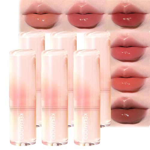 Kekemood Lip-Pop Juicy Lipstick, Kekemood Glass Water Lifter Gloss, Kekemood Long-Lasting Lip Balm and Lip Stain, Hydrating Natural Lip Balm with Moisture Essence (6pcs) von Siapodan