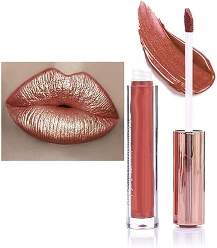 Matte Metallic Lip Gloss Long Lasting Waterproof Diamond Shimmer Liquid Lipstick, Metallic Stark Pigmentiert Not Stick Diamant Shimmer Liquid Lipstick, glitzer lipgloss (#2 Bronzer) von Siapodan