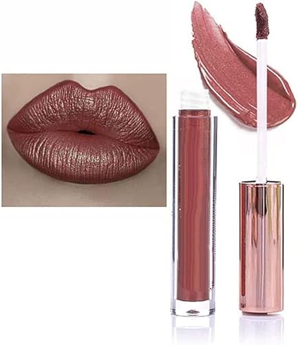 Matte Metallic Lip Gloss Long Lasting Waterproof Diamond Shimmer Liquid Lipstick, Metallic Stark Pigmentiert Not Stick Diamant Shimmer Liquid Lipstick, glitzer lipgloss (#4 Cherished) von Siapodan