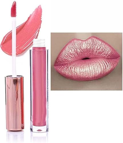 Matte Metallic Lip Gloss Long Lasting Waterproof Diamond Shimmer Liquid Lipstick, Metallic Stark Pigmentiert Not Stick Diamant Shimmer Liquid Lipstick, glitzer lipgloss (#8 Peach Gold) von Siapodan