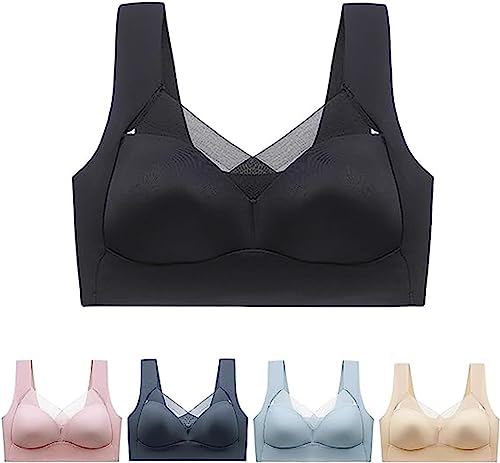 Siapodan Wmbra Bra,Wmbra Posture Correcting Bra,Wireless Push-Up Ergonomic Comfort Crossover Bra, Summer Wireless Push-Up Comfort Crossover Bra (L, Black) von Siapodan